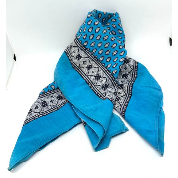 SOULEIADO French Cotton Blue Bandana Scarf Cottagecore Prairiecore Square - Picture 1 of 3